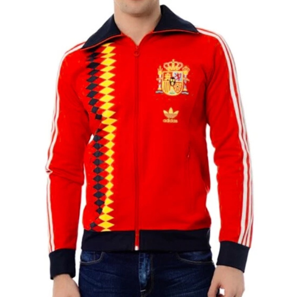 Adidas Rare Men's Red Spain Firebird World Cup Soccer Team Full Zip Track Jacket